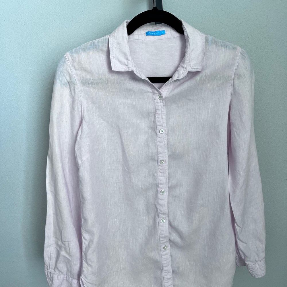 J. Mclaughlin Size Small Pink Linen Button Up $188 - image 6
